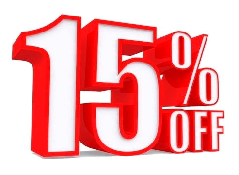 15% скидки на все товары! 15% скидки на все товары!